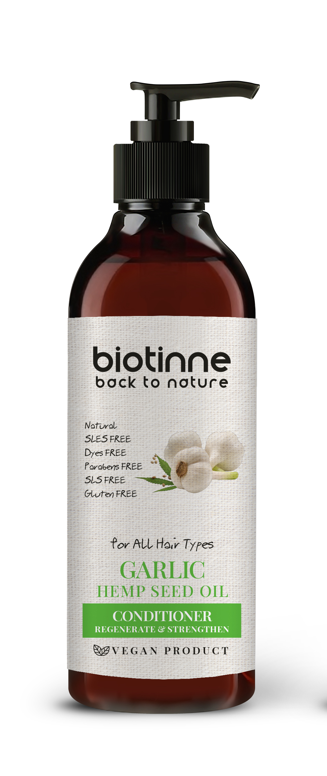 Garlic & Hemp seed oil - Conditioner for all hair types - 300 ml
