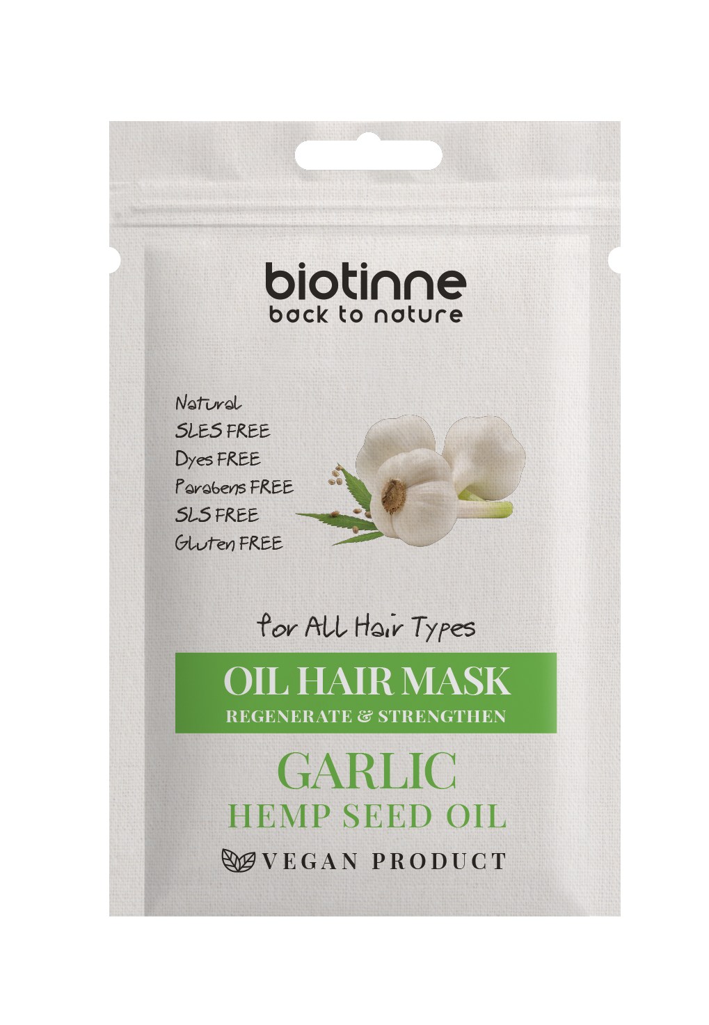 Garlic & Hemp seed oil - Oil hair treatment for all hair types - 20 ml