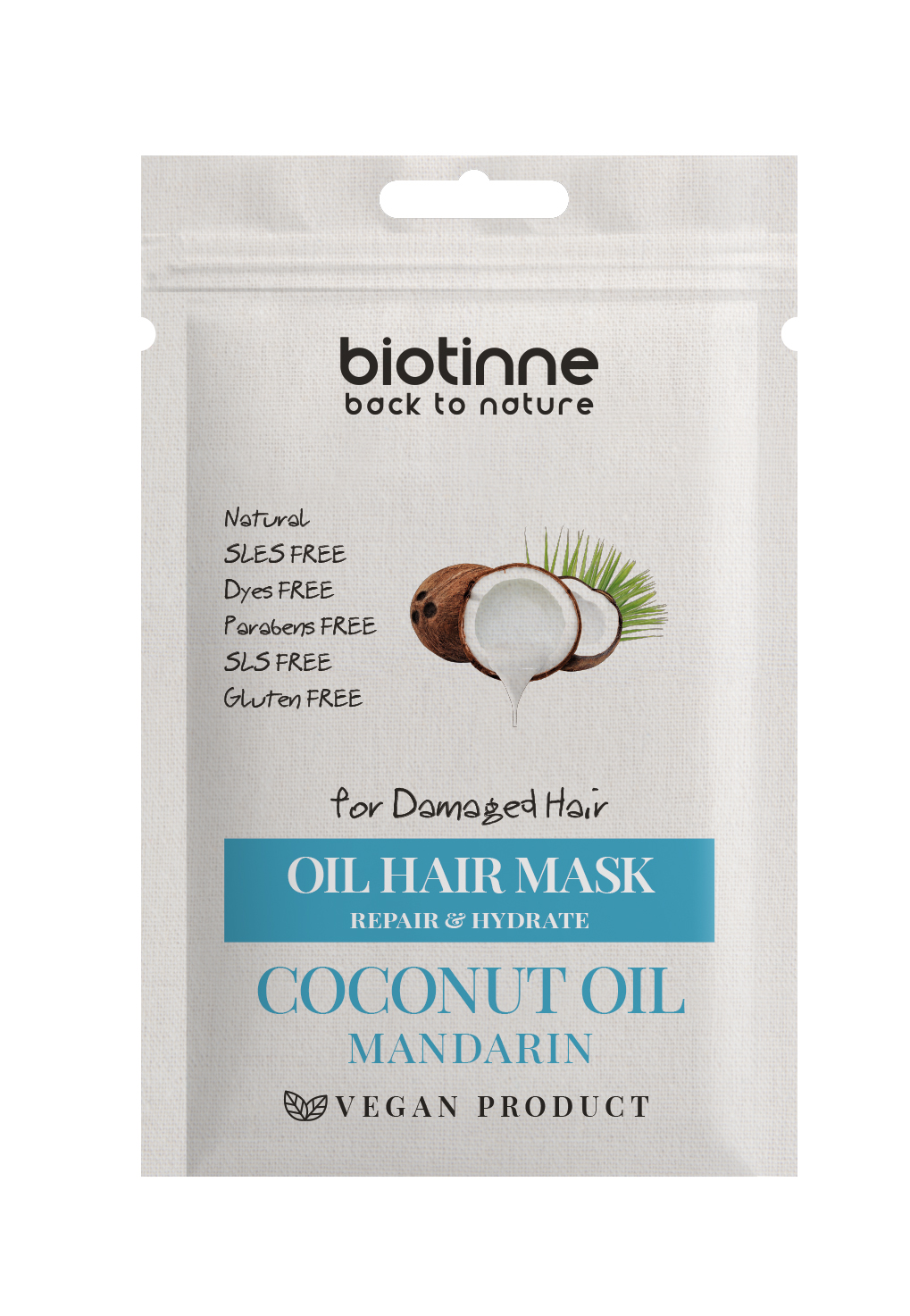 Olej kokosowy i mandarynka - Zabieg olejowania do włosów zniszczonych - 20 ml